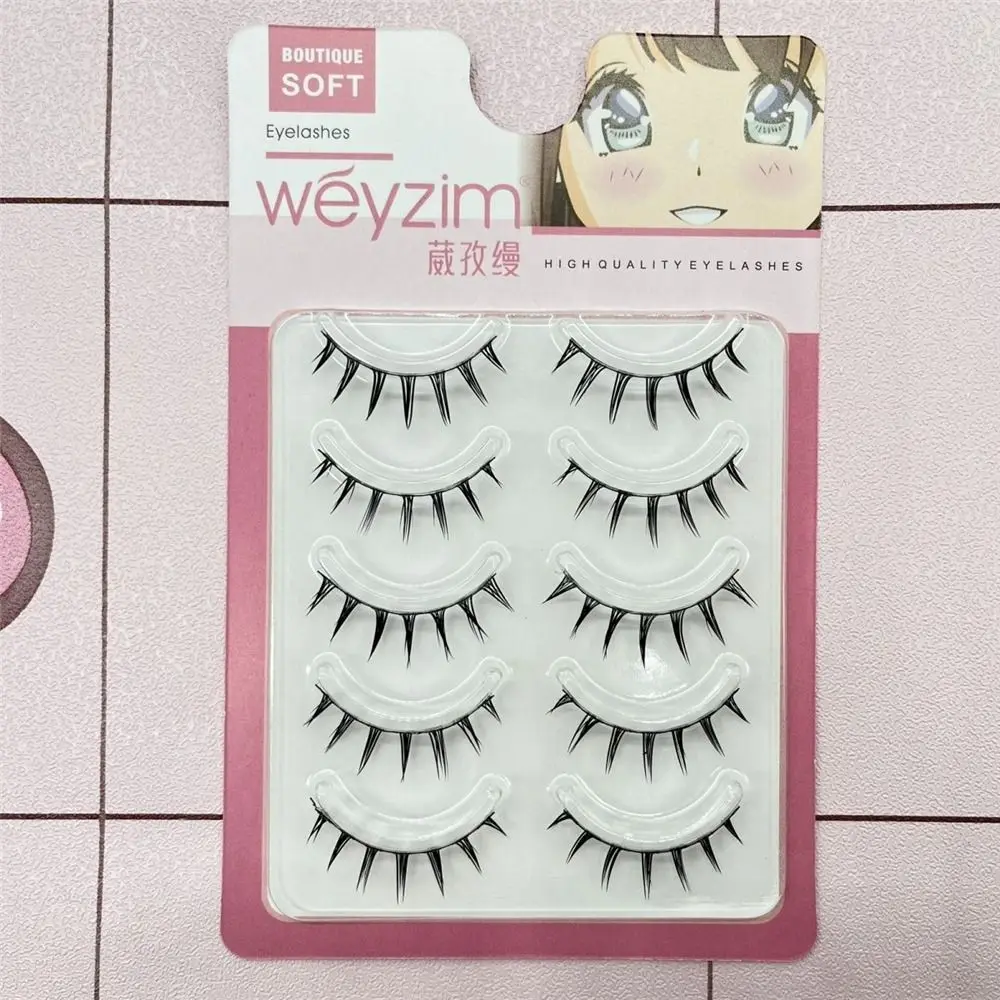 5 Paar Packung japanische Cosplay falsche Wimpern dramatische künstliche Nerz nasse stachelige Wimpern dicke Puppenstreifenwimpern für Frauen
