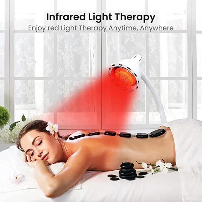 EstherQueen 275W Red Infrared Light Device,Near Infrared Heat Lamp Height Adjustment for Body Pain Standing Lamp Set