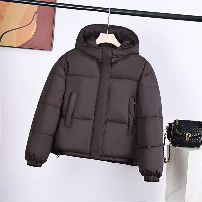2025 Giacca invernale in cotone ispessito da donna Casual vestibilità ampia tinta unita cappotto con cappuccio giacca imbottita in cotone capispalla moda