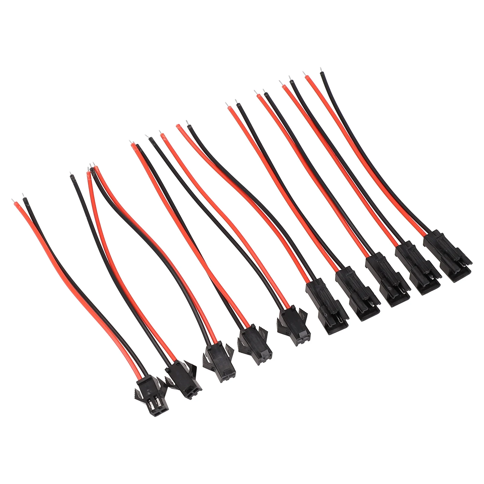 10PCS SM 2-Pins 2P Female Male Plug Connector Wire Cables Adapter Cable 100MM Black Rubber Shell Home Improvement