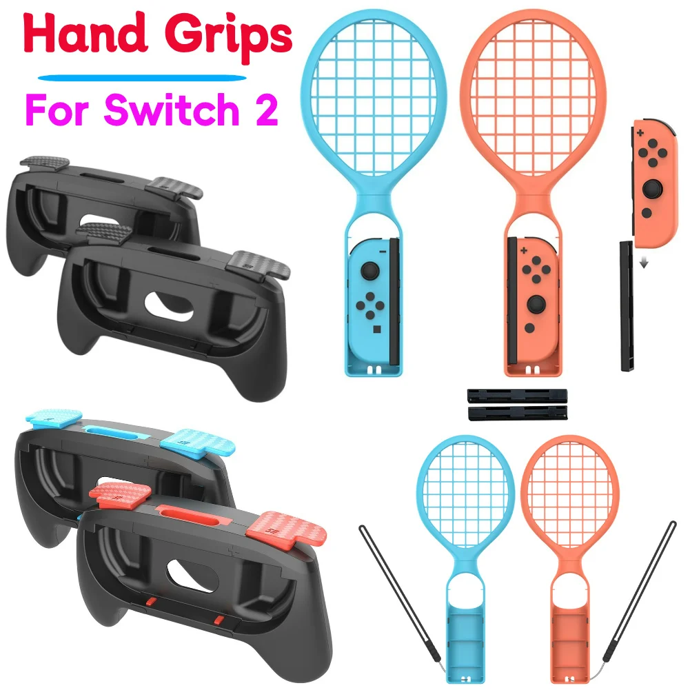 

2Pcs Tennis Racket For Nintendo Switch/Switch OLED Joy-Con Controller Wrist Strap For Switch 2 Tennis Racquet Grip Game Parts