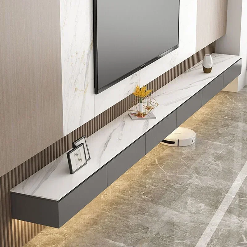 Luxury Modern Slate TV Cabinet Living Room Furniture Small Apartment Household Suspended TV Stand Coffee Table Combination t