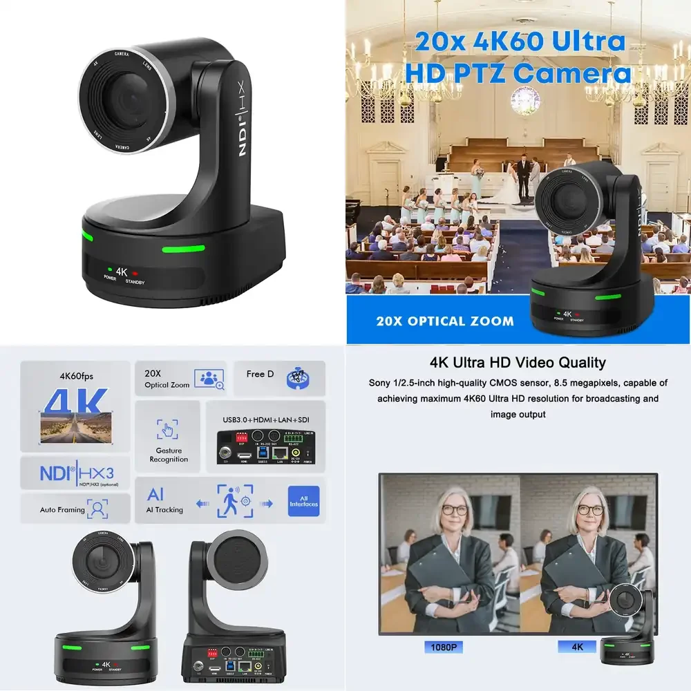 

HDKATOV 4K PTZ-камера с 20-кратным оптическим зумом, USB3.0 PoE PTZ 4K для церквей, образования, конференций, YouTube