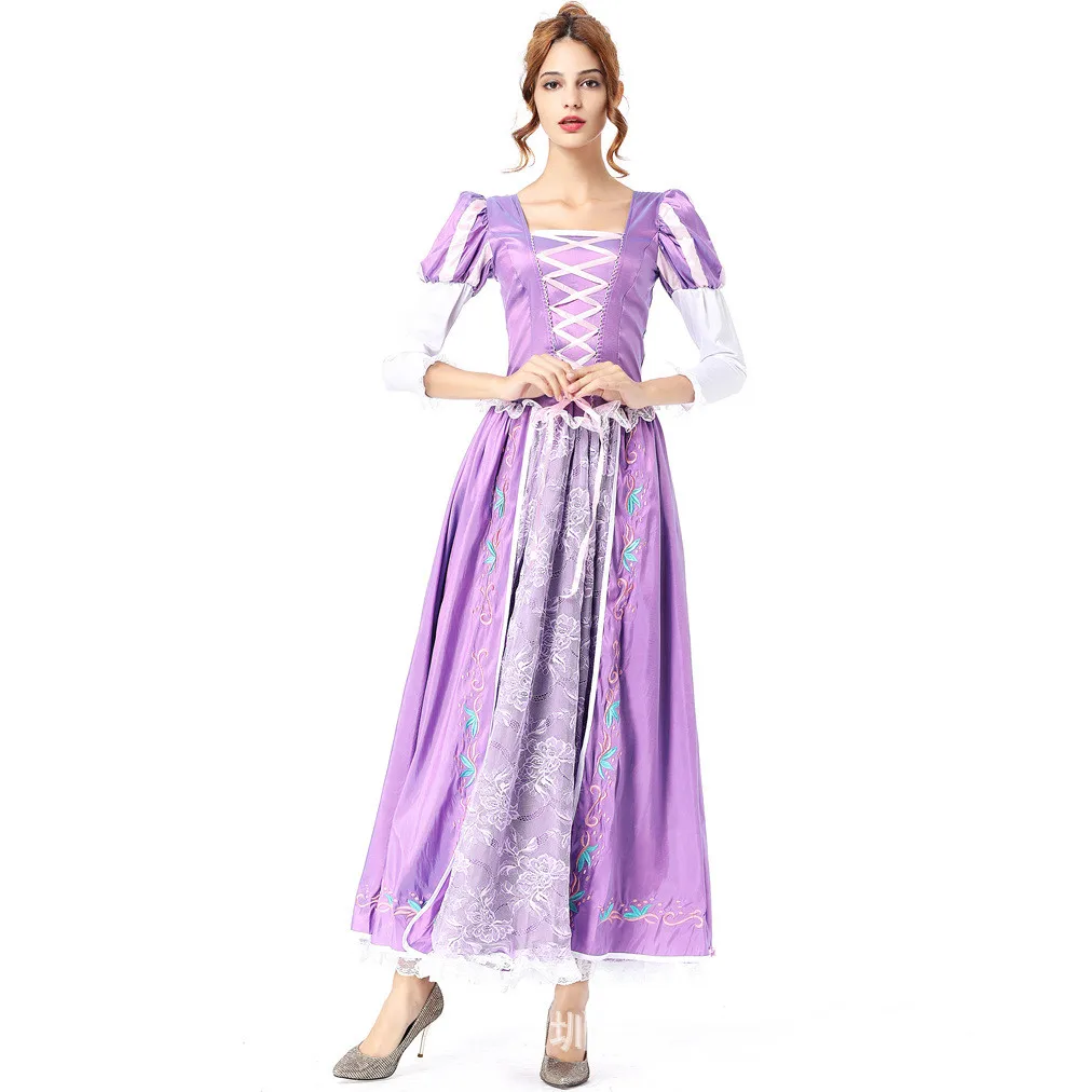 Newest Rapunzel Cosplay Costume for Adult Cos Rapunzel Princess Purple Long Dress Women Halloween Carnival Party Clothes Costume