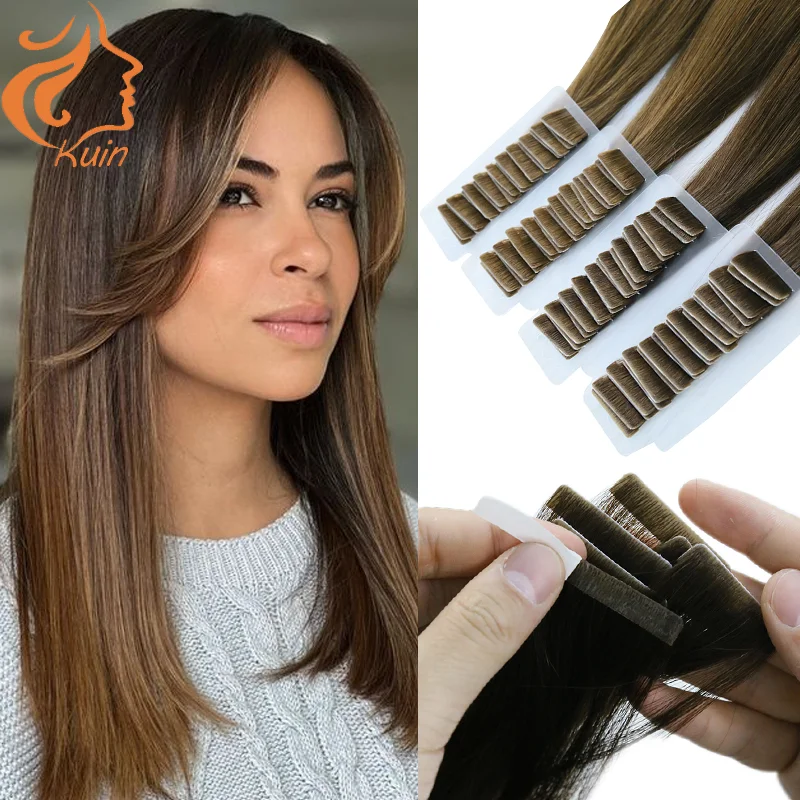 Injection Skin Weft Seamless Straight Virgin Hair Invisible PU Tape In Human Hair Extensions Adhesive injected Extensions 100G