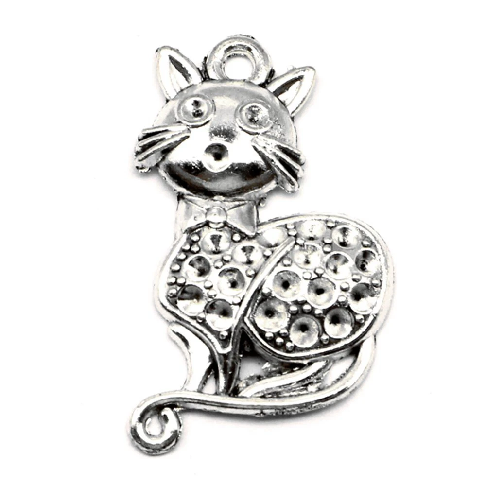 30pcs Wholesale Jewelry Lots Cat Charms Pendant Supplies For Jewelry Materials 23x37mm