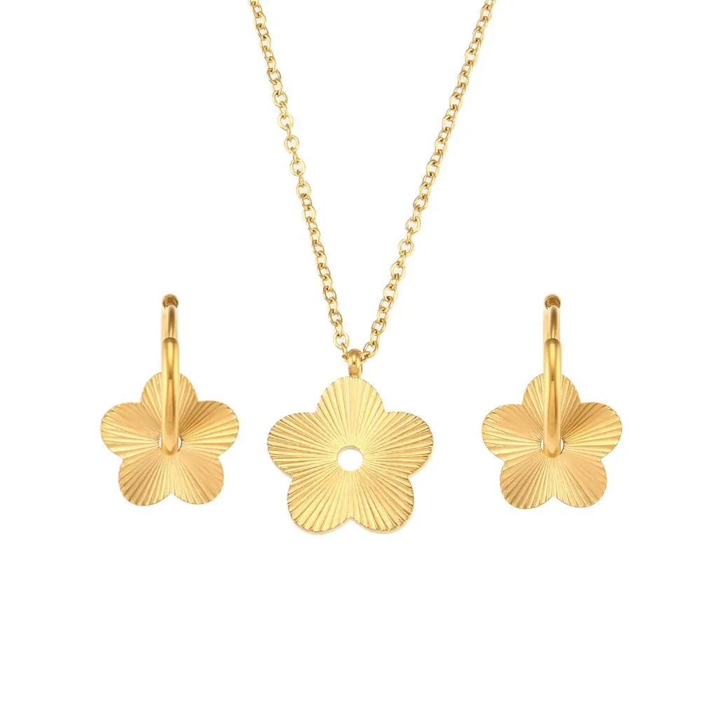 Women's 18K Gold Plated Waterproof Necklace Earring Set