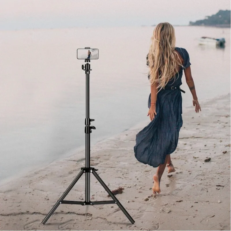 Lichtstativ für Telefonständer mit Clip, Bluetooth-Controller, 100/150/200 cm Selfie-Stativ, Aluminiumhalterung, Digitalkamera-Stativ