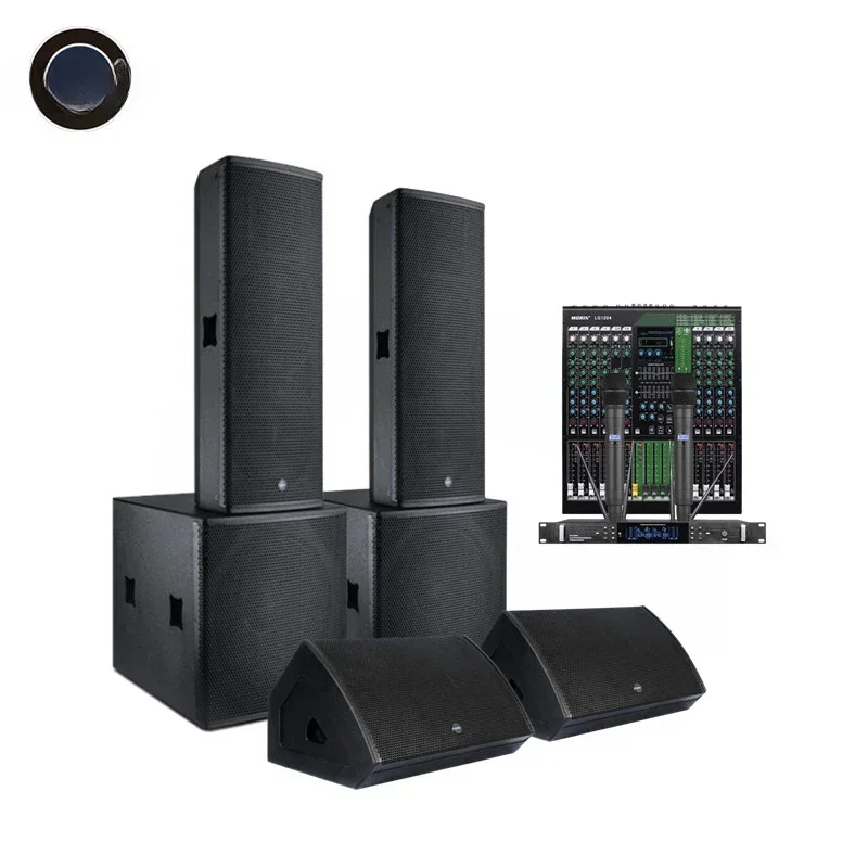 Outdoor Active 3 Way  Full Rang Professional Audio Speaker Sound System with Powered 18 Inch DSP Amplifier Module Subwoofer