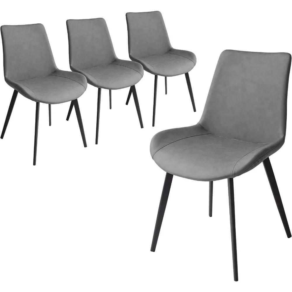 

Dining Chair Set (4 Pieces), Modern Kitchen and Dining Room Chairs, with Faux Leather Upholstered Seats and Metal Chair Legs
