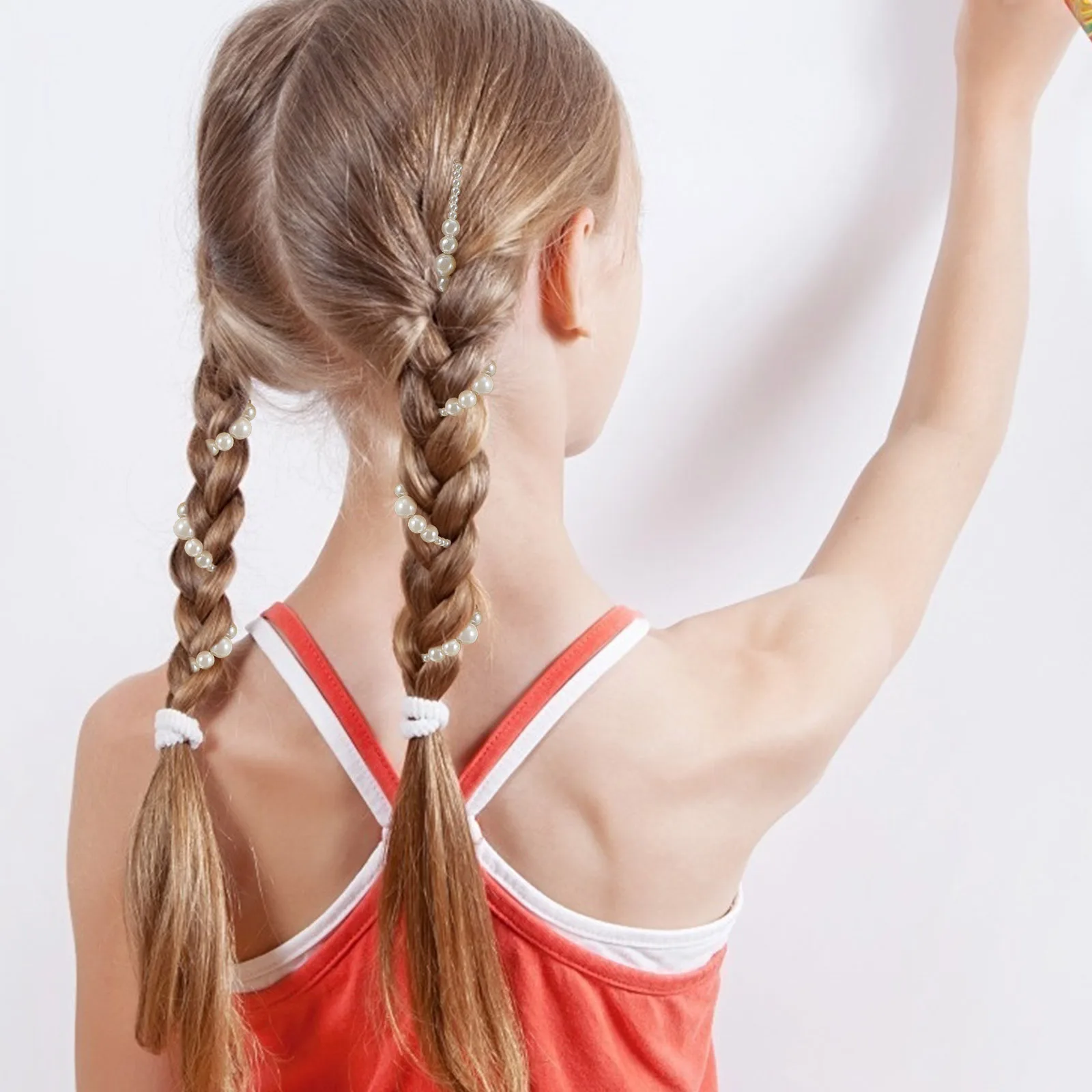 

3Pcs Pearl Hair Chains Women Hair Extension Clips Elegant Braiding Accessories for Wedding Birthday Party Clip in Braids