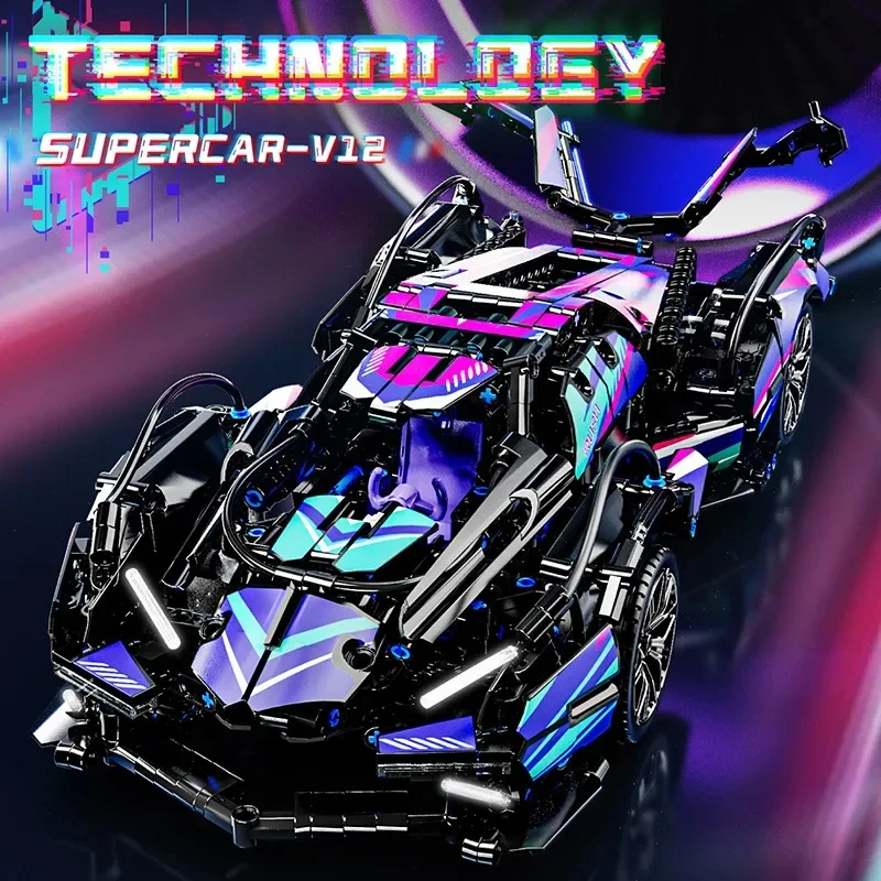 Cyberpunk Lambo Technical Super Sports Car for FKP 37 Building Block MOC Model Racing Vehicle Assemble Bricks Toy For Kids Gifts