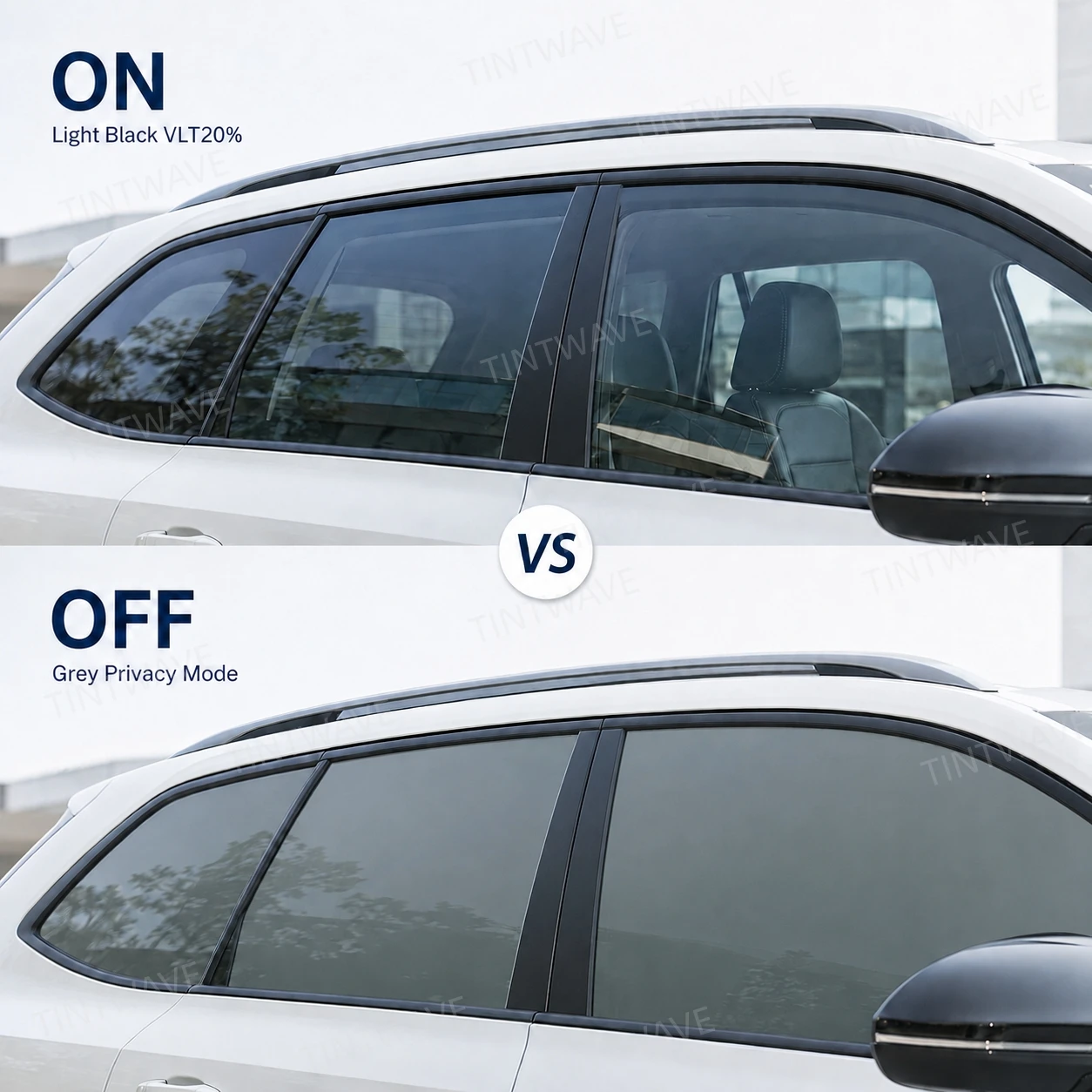 TINTWAVE 4PCS Light Black VLT20 PDLC Smart Tint 12V Remote Control Switchable Dimming Car Window Film Kit