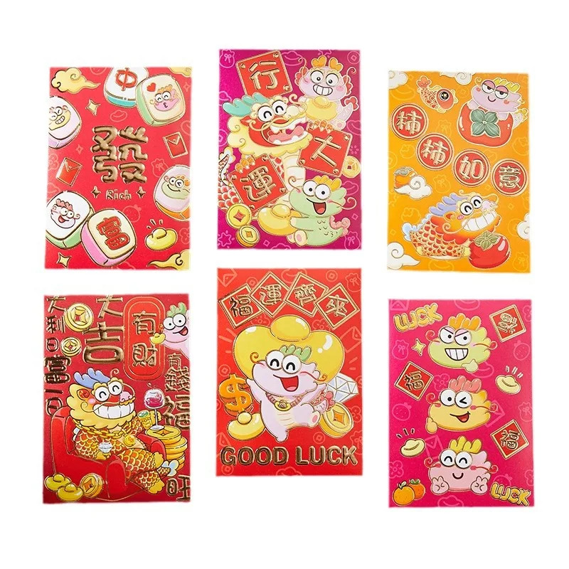 6PCS Year Of The Snake New Red Envelope Blessing Creative Personalized 100 Yuan Big Luck Cartoon Hong Kong Version 2025