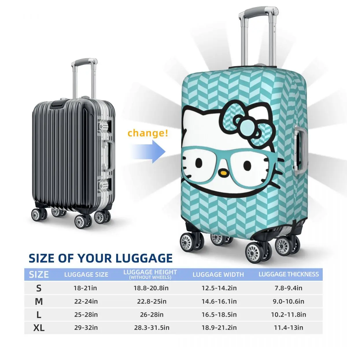 

Чехол для чемодана с изображением кота Hello Kitty, мультяшного животного, забавные аксессуары для багажа, дорожная защита