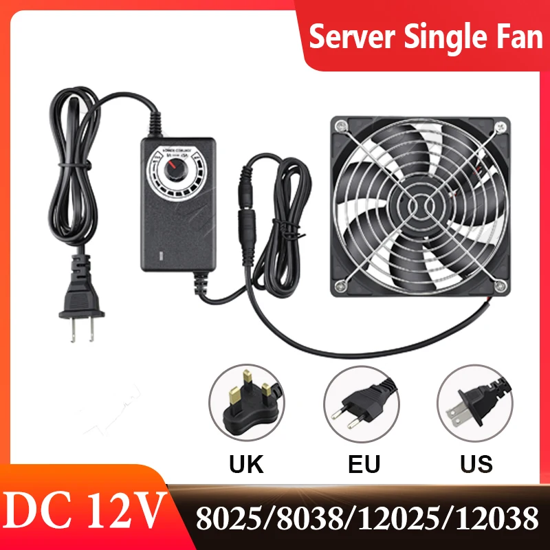Gdstime 80mm 120mm DC 12V 220V Server Single Fan Dual Ball 140mm PC Computer Fan With Controller For Cabinet Laptop Cooling Fan