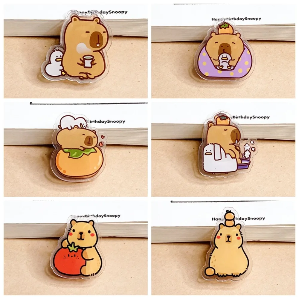 Capybara การ์ตูน Memo คลิป Persimmons กระดาษอะคริลิคใสคลิปตกแต่งบุ๊คมาร์ค Kawaii PP คลิป Photo Clamp