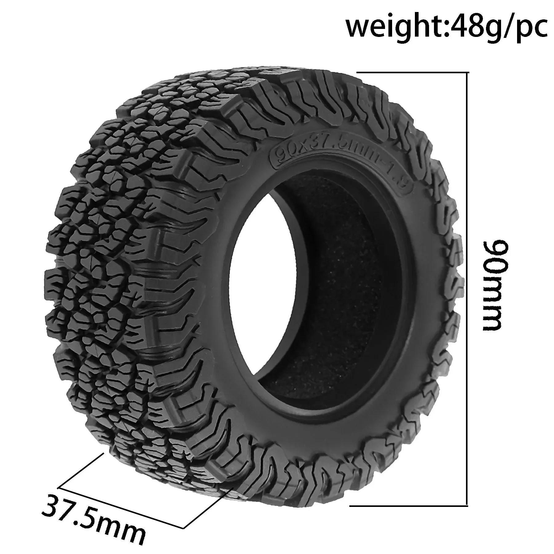 

4Pcs 1.9 inch 90*37mm Beadlock Rubber Wheel Tires for RC Crawler Car Axial SCX10 Model Upgrade Parts