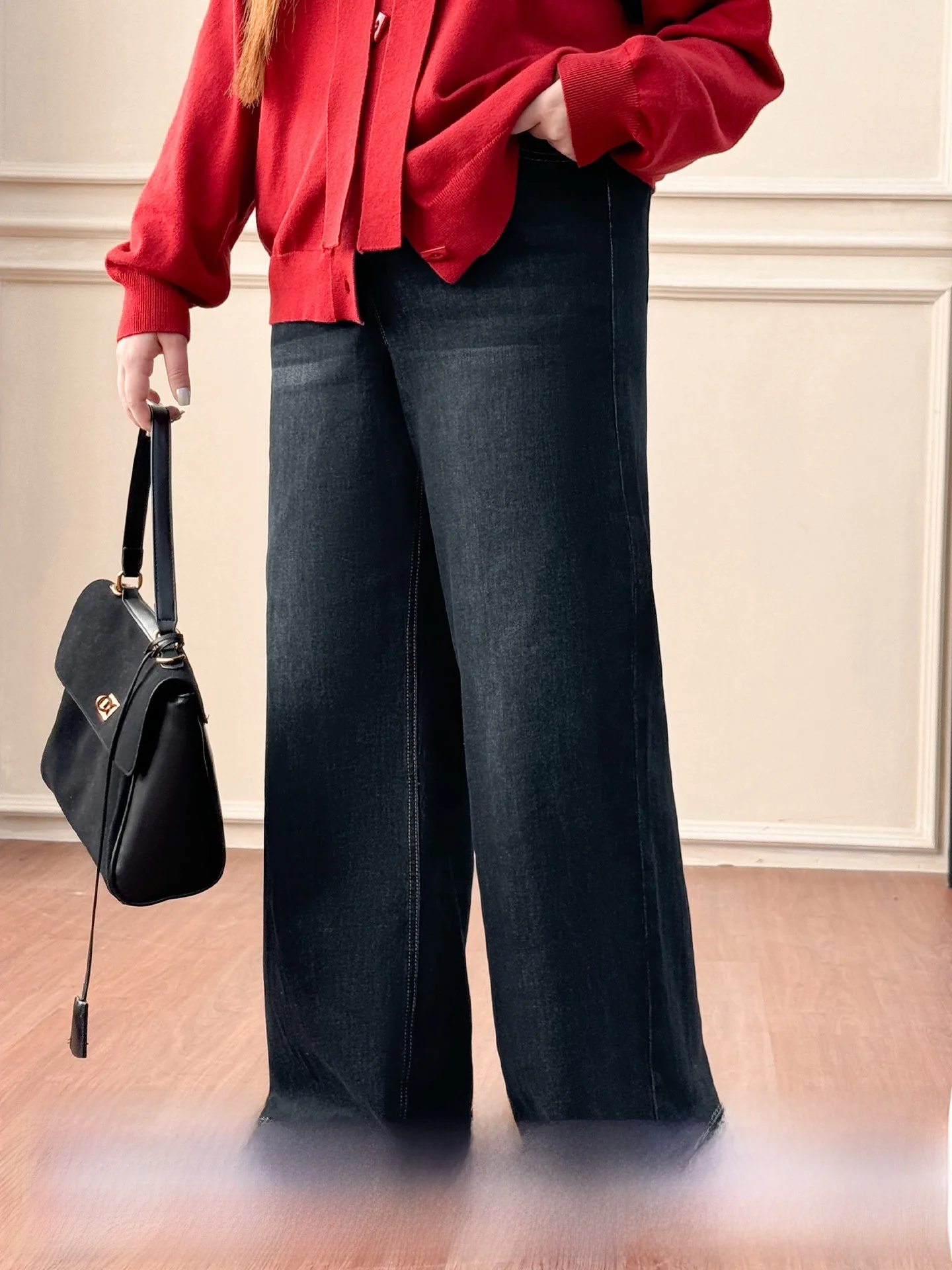 

High Waist plus Size Denim Jeans a Wide Leg Pants Conceal Meat Loose Fit Spring Summer Women's Casual Faion Pants