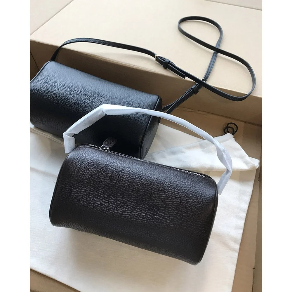 

Классическая ретро-сумка из кожи для ручек, маленькая квадратная сумка-цилиндр, винтажная мягкая сумка через плечо в британском стиле для молодежи