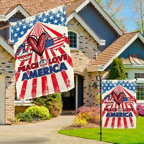 Hippie Peace Love America 4th of July Flag Graden Flag XXH LLP LLX uui