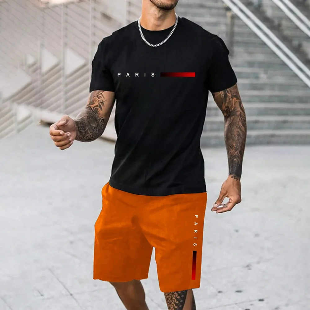 Men Two Piece Tracksuit Loose Plus Size Cut Full 3D Print Light Polyester Quick Dry Outdoor Sport Outfit Summer Multi Oversize Sizes view 7