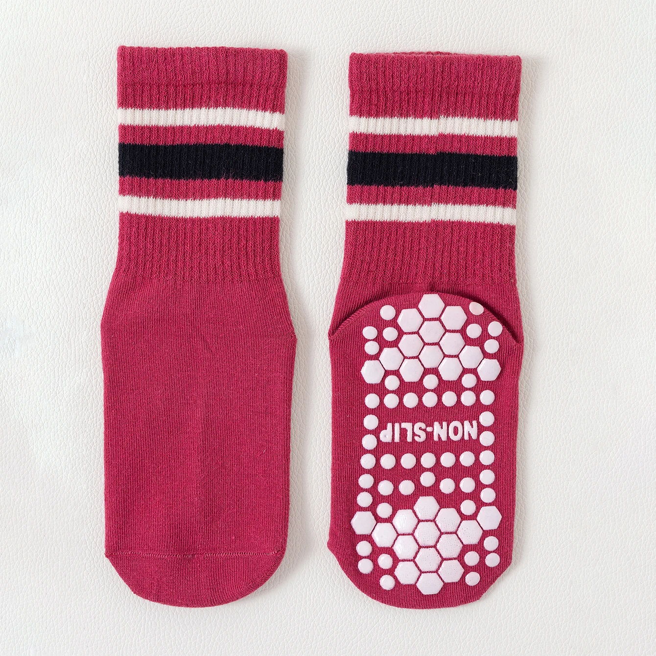 5 أزواج من البنات، جوارب أرضية مخططة متوسطة وكبيرة على شكل قلب للأطفال، جوارب متوسطة الأنبوبة، مضادة للانزلاق، مقاومة للاهتراء #3