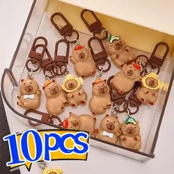 1/10Pcs Resin Capybara Keychains Women Men Charms Funny Cartoon Glossy Flatback Animal Pendants Keyring Jewelry Making Findings