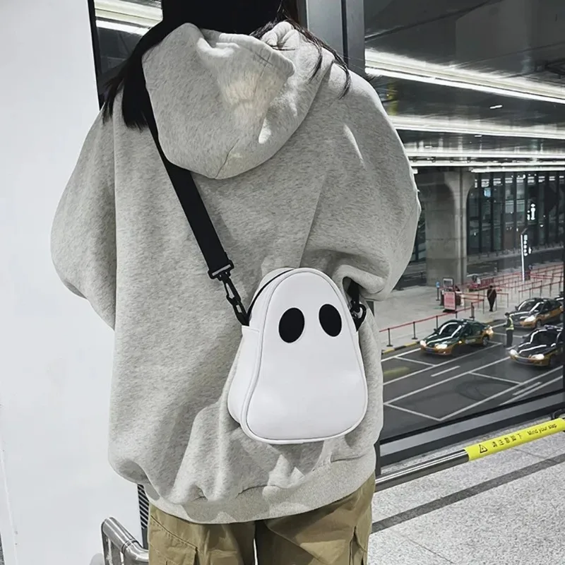 New Halloween Shoulder Bag, Fun and Cute Ghost Color Blocking Splicing Diagonal Cross Bag, PU Small Bag for Both Men and Women