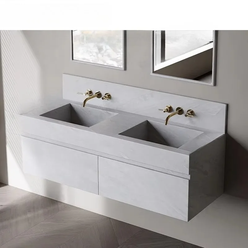 Natural white marble apartment villa hotel bathroom interior