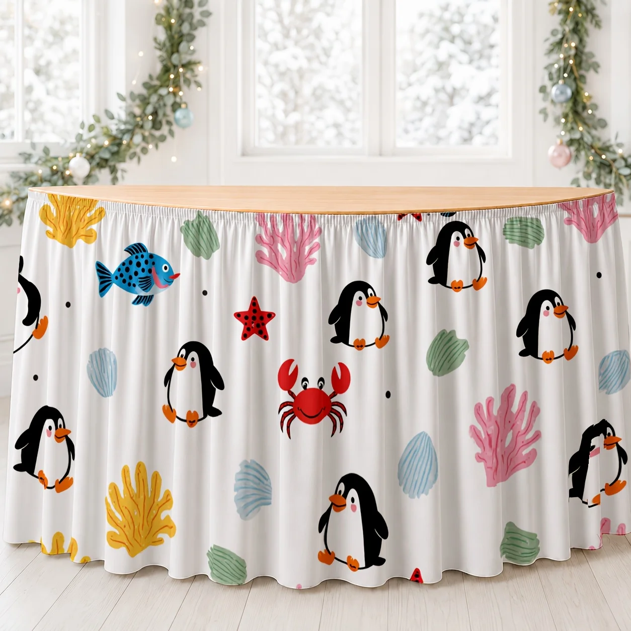 Table skirt / tableskirt, marine life, cartoon, fun, summer, beach, party