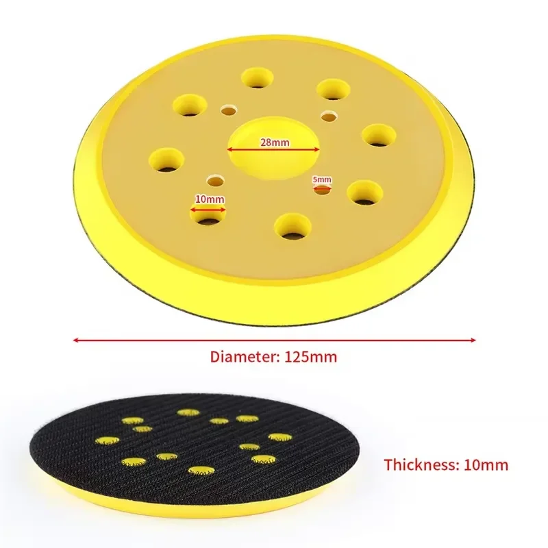 200 Pcs/1 Carton High Quality Round 5 Inch 8 Holes Yellow Sanding Pad Car Sanding and Polishing Pad
