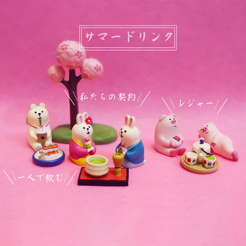 Zakka Sundry Goods Rabbit Pink Pig Sundae White Bear Ins Cute Gifts Miniature Ornament Accessories Creative Crafts Home Decor