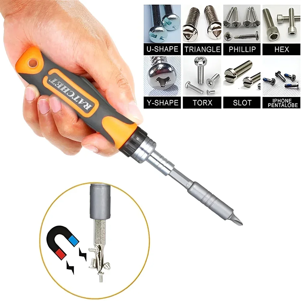 38 In 1 Ratchet Screwdriver Set Car Socket Magnetic Screwdriver Bits Set Multifunctional Automobile Repair Household Hand Tool