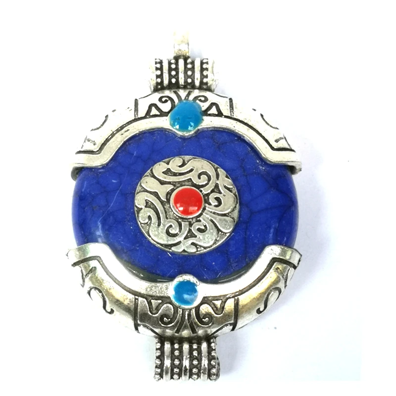 

YIZHU CULTUER ART Collection Old China Tibet Silver Handmade Inlay Jewelry Pendant Amulet Decoration Gift