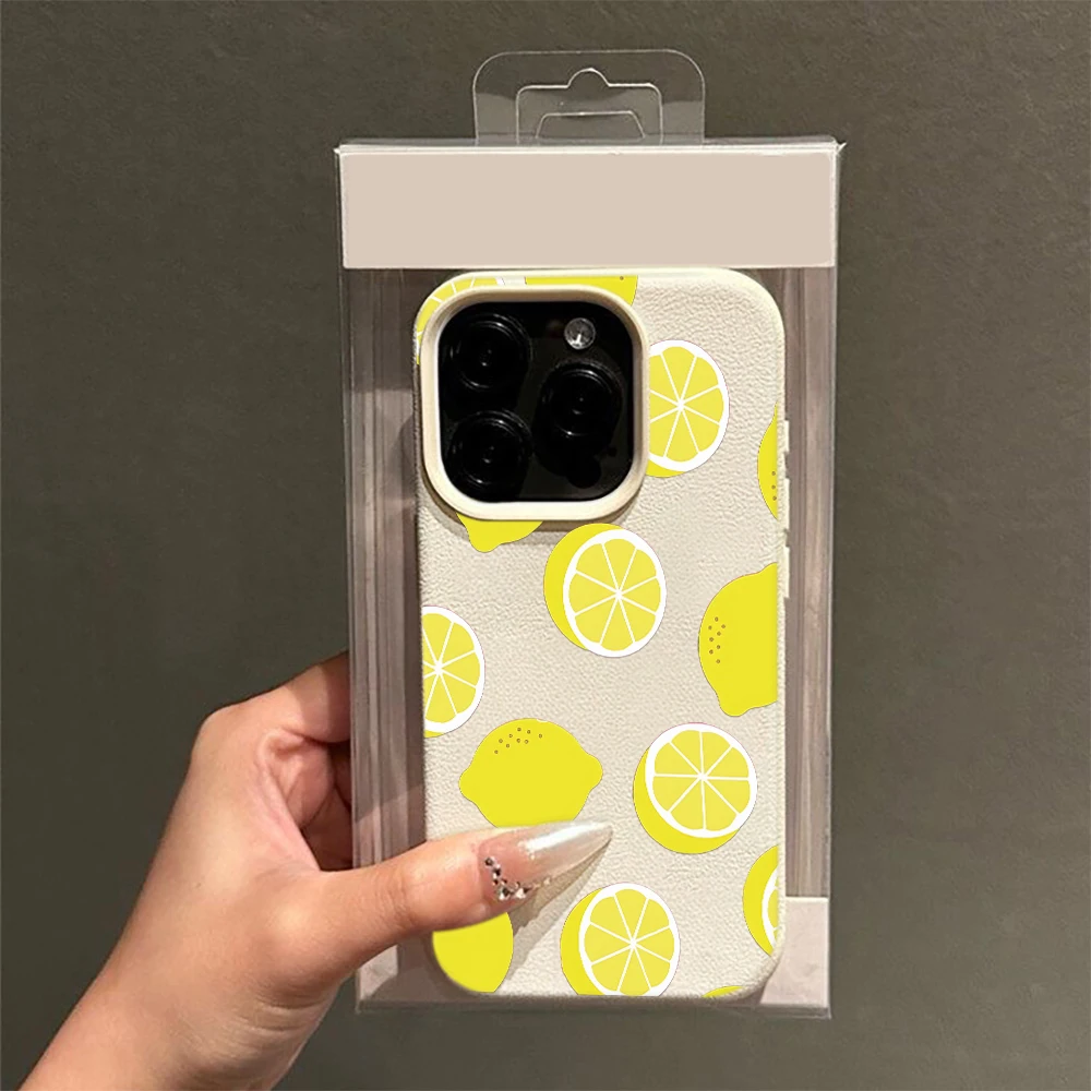 

Lemon Fruit Pattern Art Creative Design Pattern For iPhone 11 12 13 14 15 16 17 Pro Max Plus Air Phone Case Soft PC Case Cover