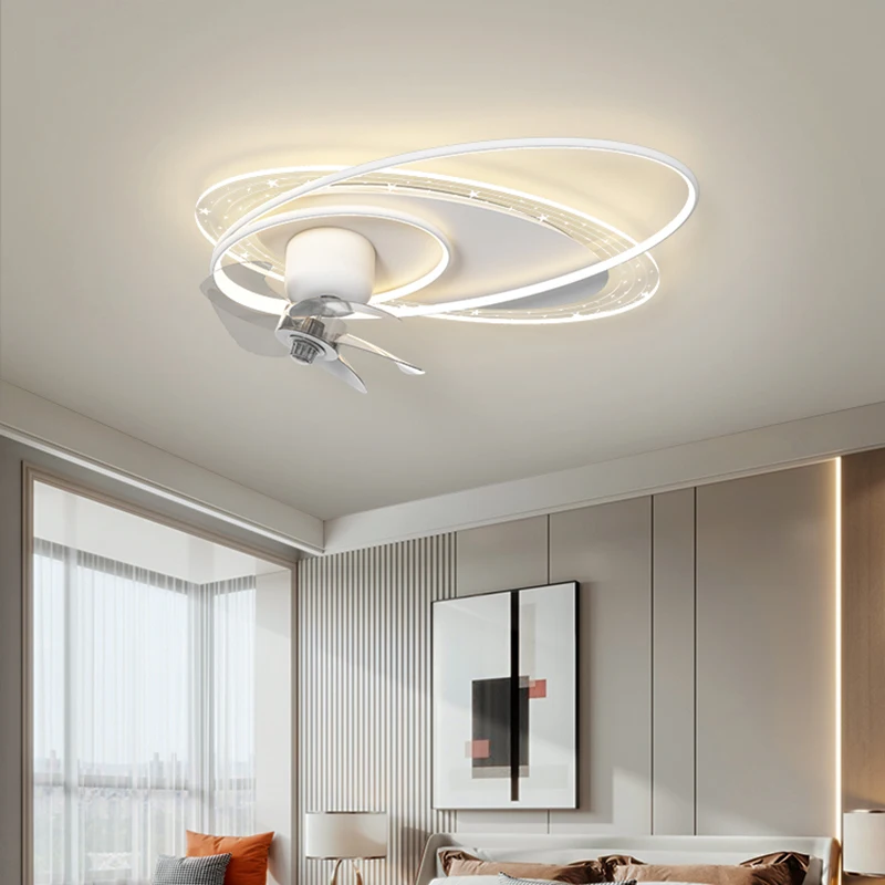 Imagem -05 - Nordic Quarto Ventilador de Teto com Luz Led e Controle Ventilador Elétrico Luzes Teto da Sala de Jantar Lâmpadas de Teto Iluminação Interior