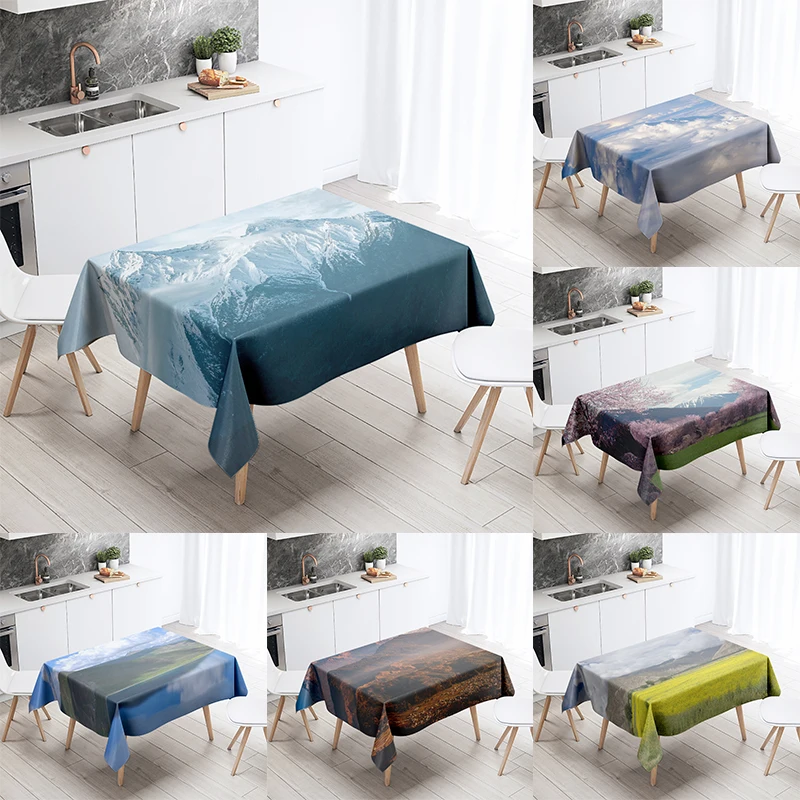 

Natural World Scenery Tablecloth Landscape Tablecloth Anti-Stain Waterproof Rectangular Tablecloth Kitchen Table Home Decor