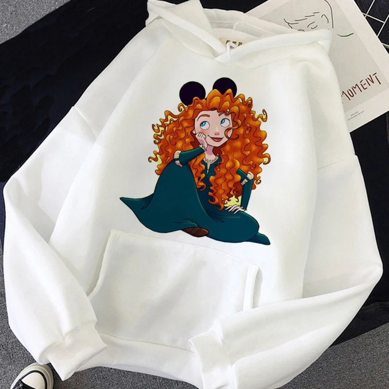 Kawaii Disney Cartoon księżniczka bluza damska śmieszne uszy Mickey wzór Streetwear bluzka Harajuku bluza damska bluza