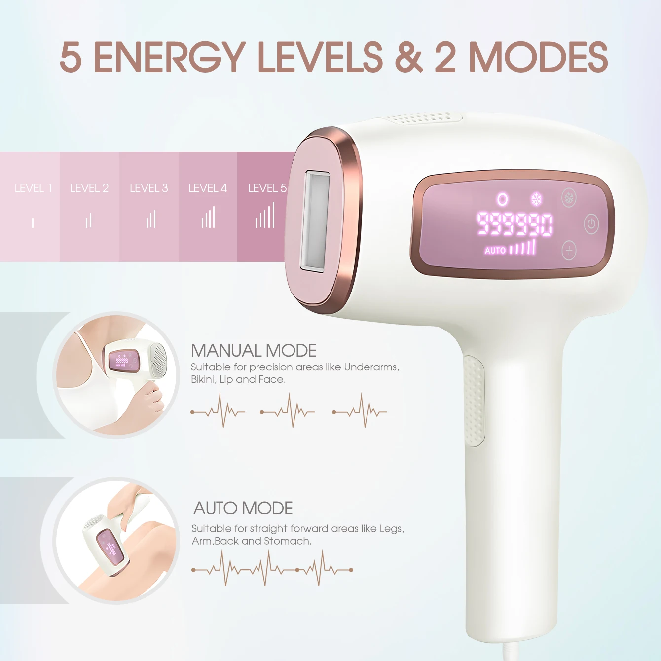 Ice-Cooling 999.990 Blitze IPL Laser Haarentfernungsgerät IPL Epilierer für Frauen Permanenter Bikini Beine Körper 2 Modi Entferner
