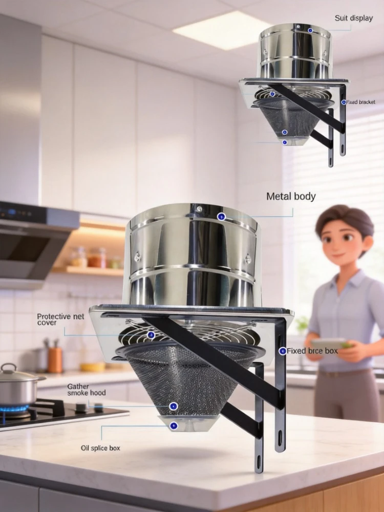 

Large Suction Kitchen Smoke Exhaust Fan, Powerful Household Simple Range Hood Ventilator