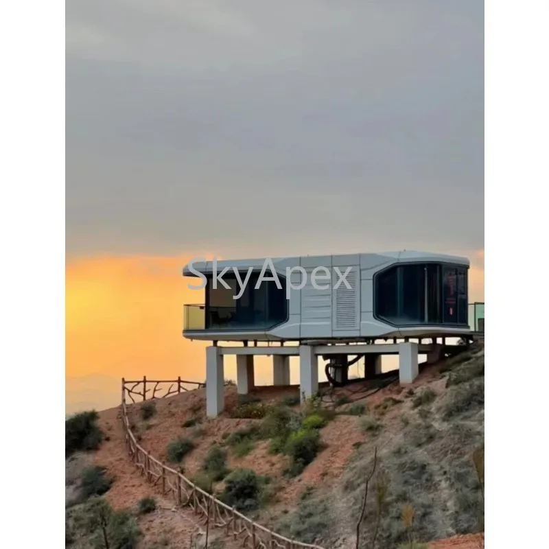 كبسولة المنزلية التجارية الفضاء المقصورة فندق فاخر صغير منزل الجاهزة كبسولة التجارة الجاهزة الفضاء كبسولة الحاويات البيت