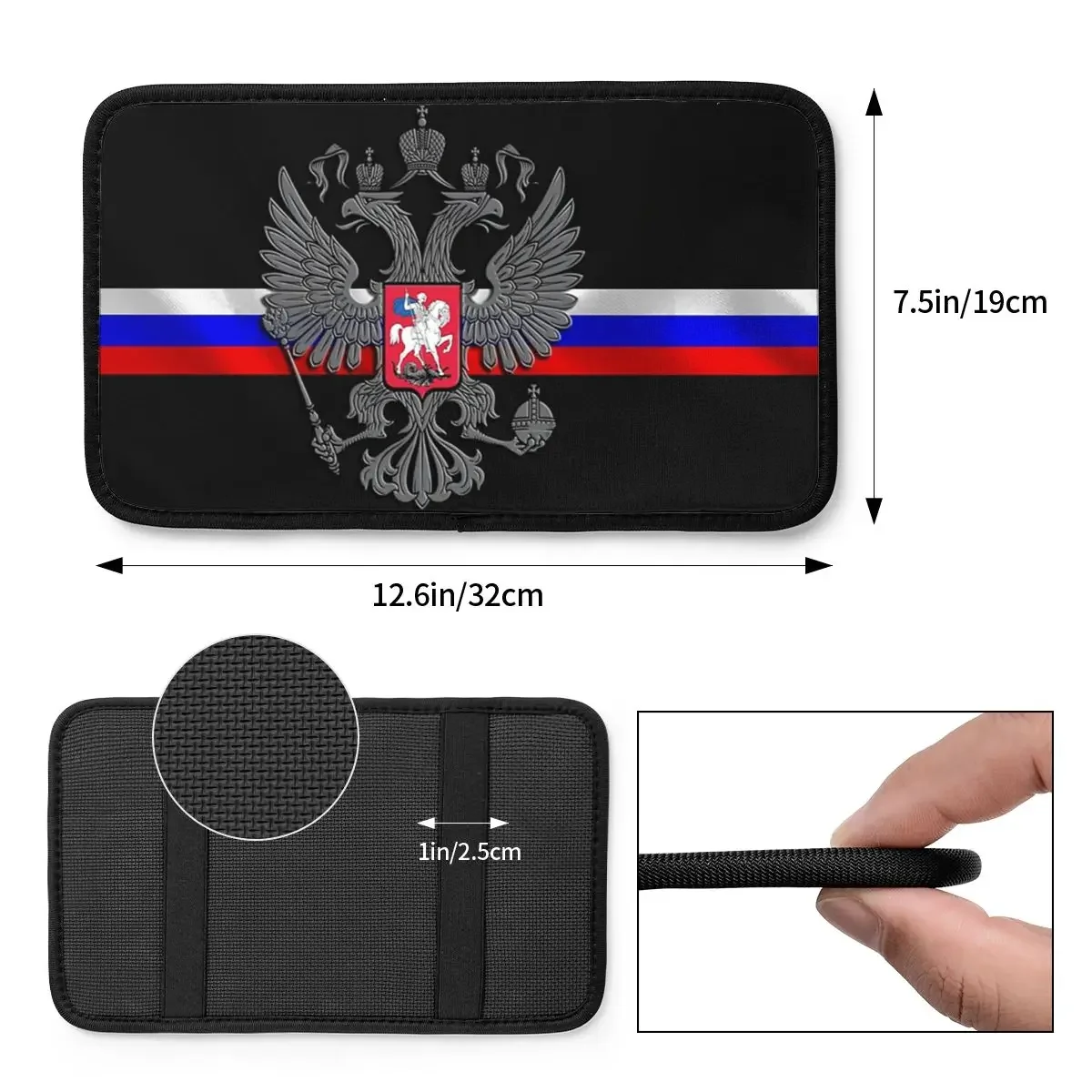 Leather Center Console Cover Pad Universal Russia Proud Car Armrest Cover Mat Soviet Russian Flag CCCP Storage Box Pad Cushion