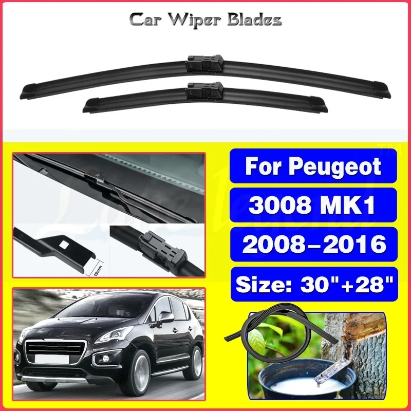 

Wiper LHD Front Wiper Blades Set For Peugeot 3008 MK1 2008 - 2016 2015 2014 2013 Windshield Windscreen Window Brushes 30"+28"