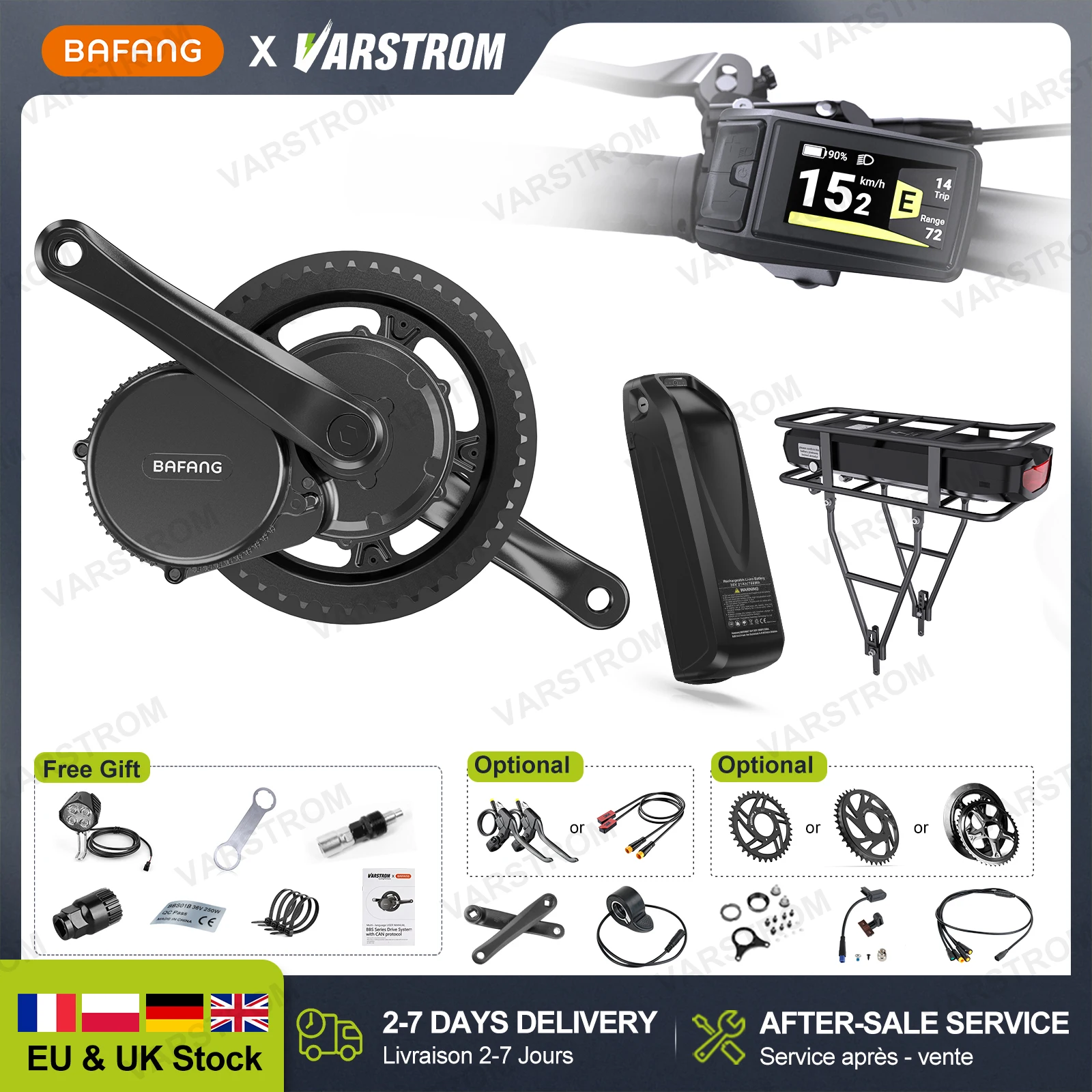 

BAFANG Mid Driver Motor G340 BBS01B 36 В 350 Вт e Bike Kit Преобразование двигателя для электрического велосипеда с дисплеем Комплект батарей 8Fun 68-73 мм