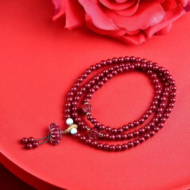 High-content natural mineral purple gold sand three-ring polished bead bracelet men and women
