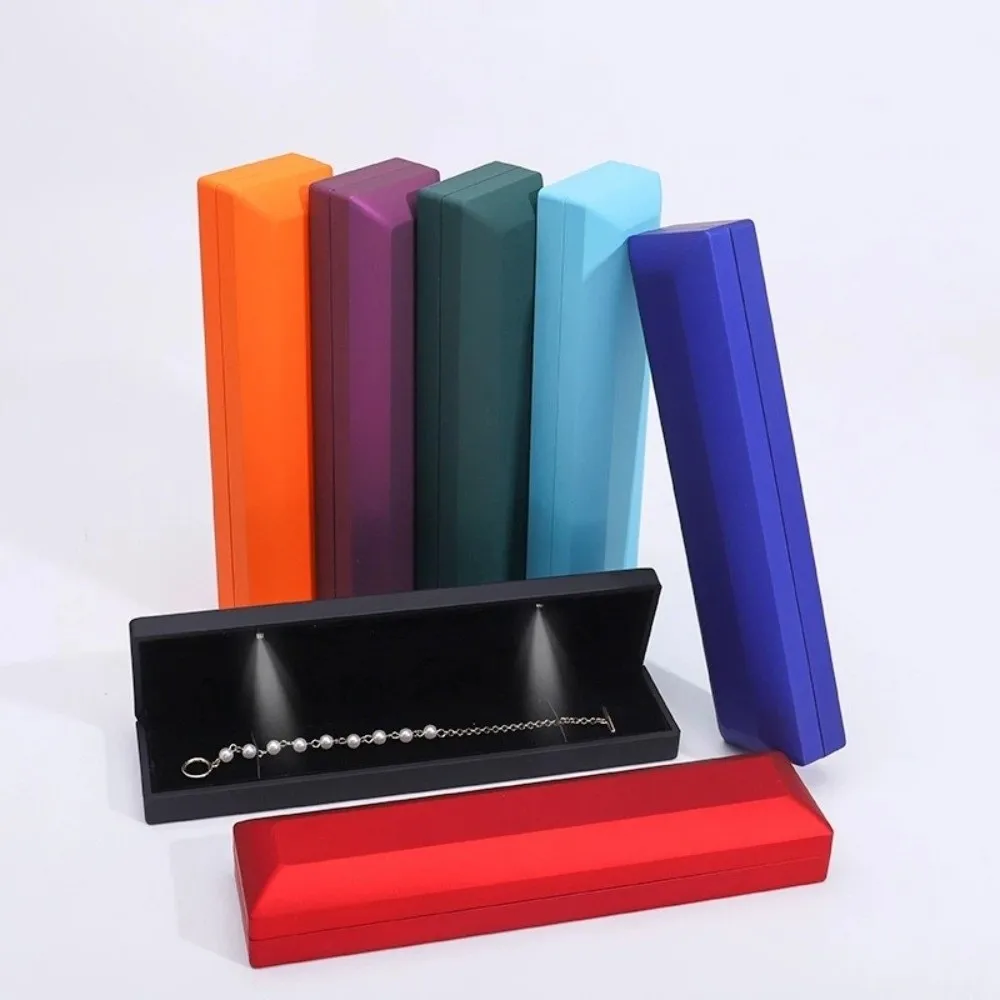 Exquisite With Light Led Light Case Velvet Lined Solid Color Jewelry Gift Box Jewelry Display Display Case