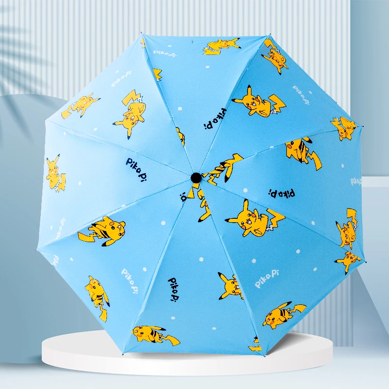 Pokemon Pikachu Cartoon Umbrellas for Women Man Kawaii Rain Gear Automatic Manual Opening Sun Umbrella UV Protection Girls Gifts