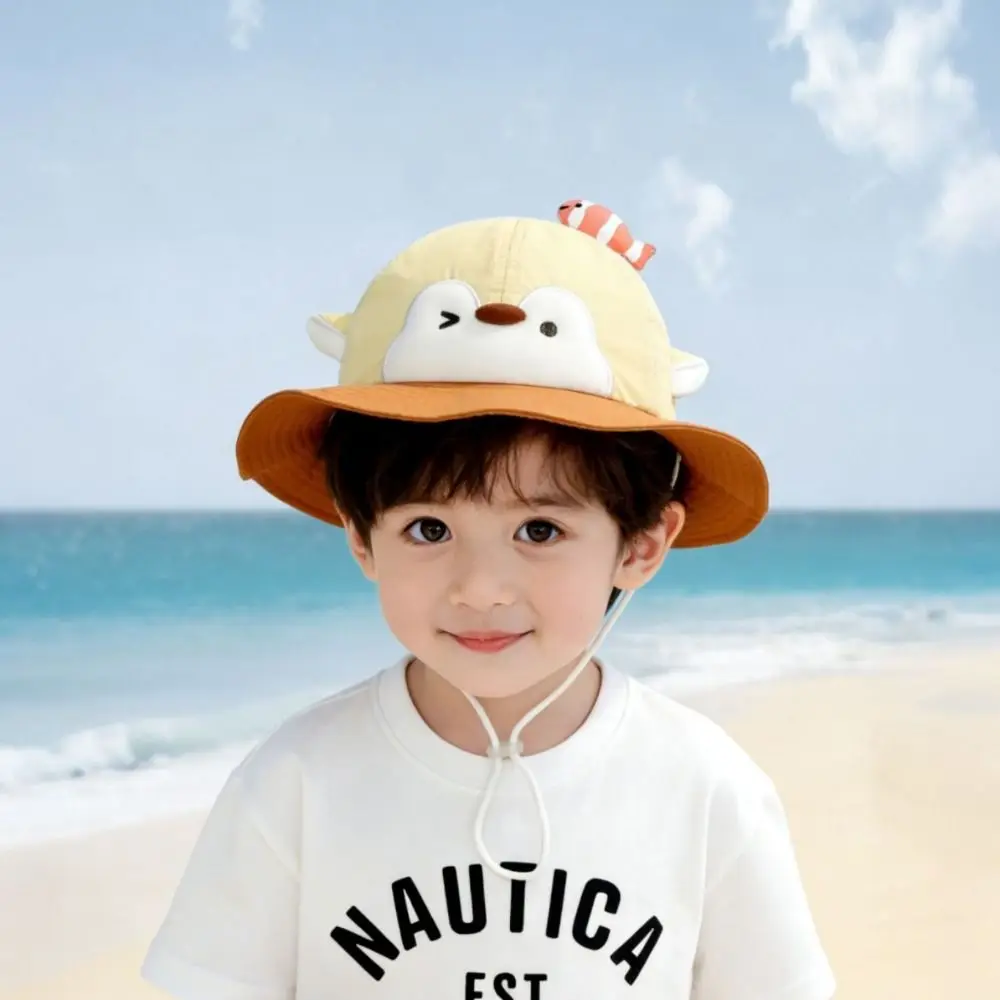 

Fashion Big Brim Children's Sun Hat Little Fish Sun Protection Penguin Sunscreen Hat Breathable Thin Bucket Hat Baby
