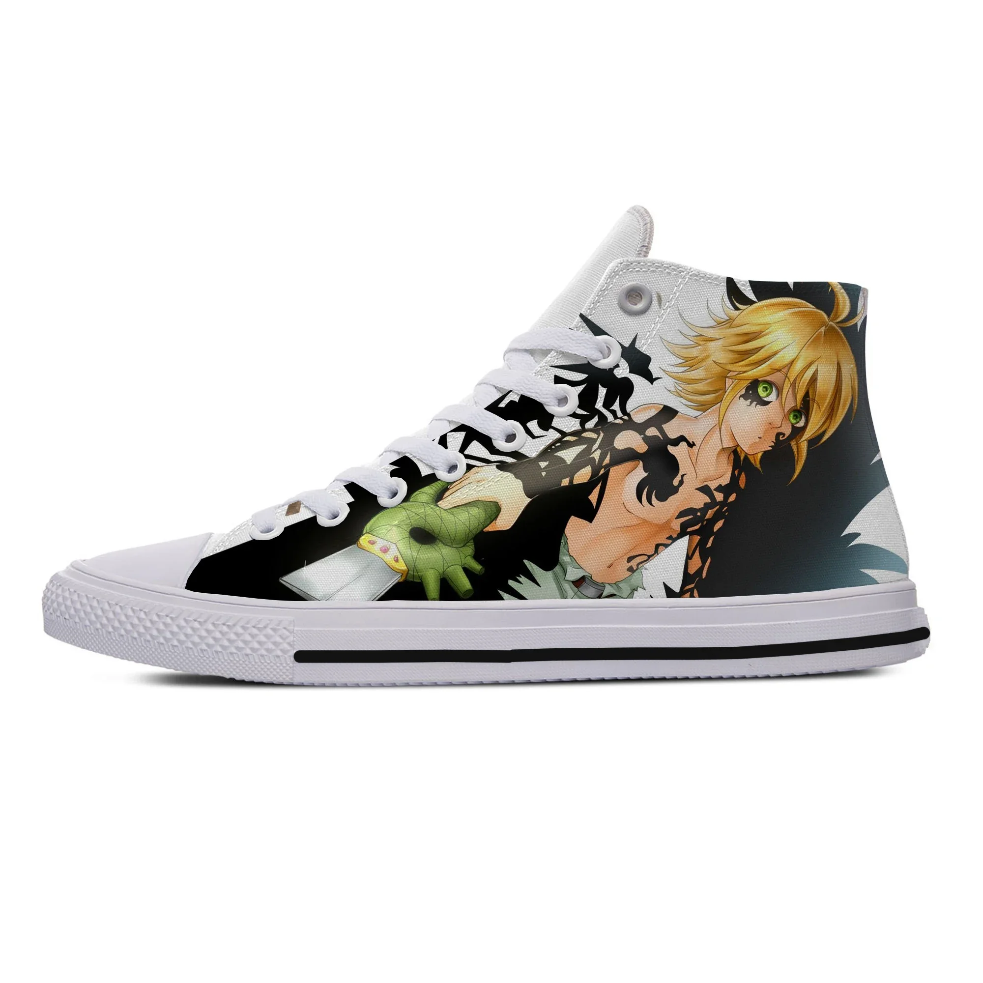 

Hot New Anime Nanatsu No Taizai The Seven Deadly Leisure Shoes Breathable Fashion Top Canvas Shoes Classic High Help Board Shoes